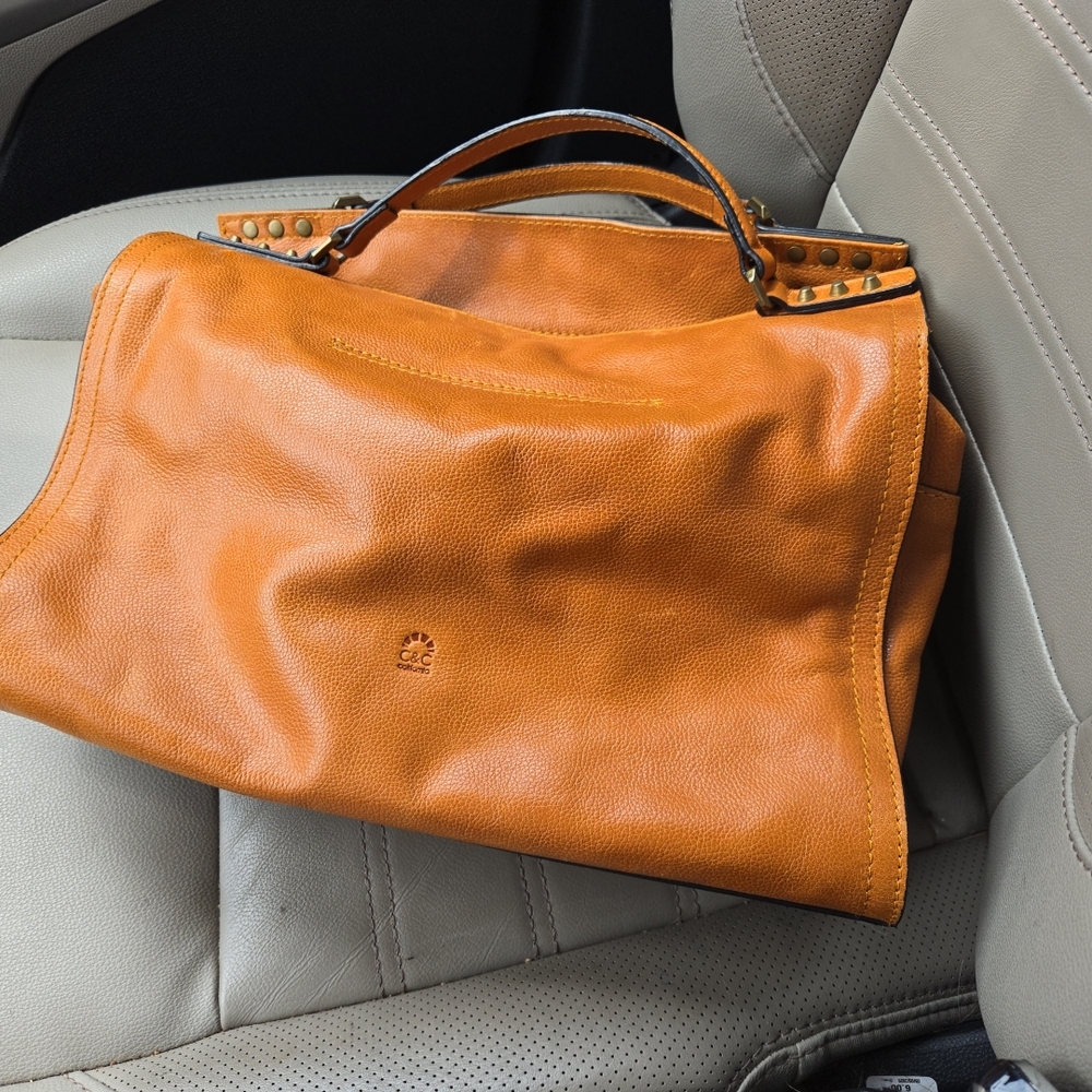 Chic Orange Leather Handbag